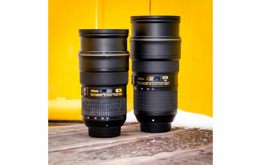 Nikon AF-S Nikkor 24-70 mm f/2.8 ED (po lewej) vs Nikon AF-S Nikkor 24-70 mm f/2.8 ED VR (po prawej)