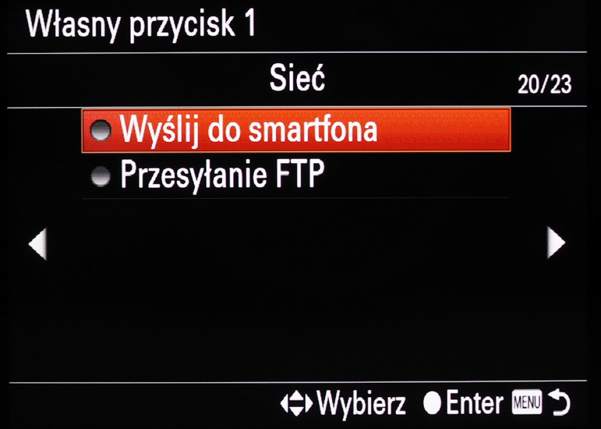 Mnu personalizacji aparatu Sony A7R III